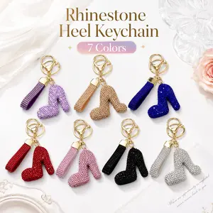 Rhinestone High Heel Keychain, Sparkly Shoe Bag Charm, Cute Purse Accessory for Women, Bling Car Key Holder Gift