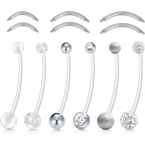 14G Pregnancy Belly Button Rings with Replacement Balls-Flexible Bioplast Sport Maternity Belly Ring Retainer for Women-Navel Piercing Retainer 1 1/2Inch (38mm)