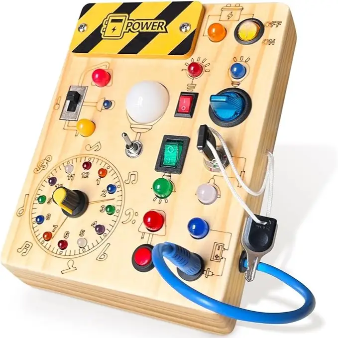 Busy Board,Montessori Toys for 1-3 Years Old, Wooden Toddler Toys, Sensory Travel Toys, Ideal Gift for 1+ Year Old Boys (Busy Board Plus V2) dealsfory