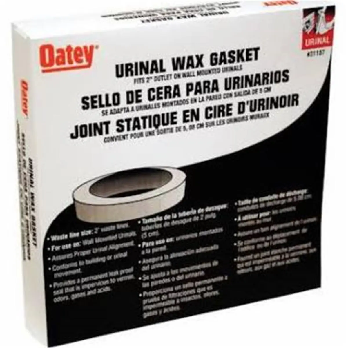 Oatey 226451 Urinal Wax Ring - 1.5-2 in. Size, Durable Solid Asian Rubber Wood Component, for Bathroom Fixture Installation (Home Improvement Accessory)