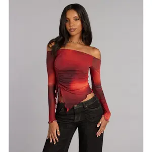 Work Of Art Abstract Long Sleeve Crop Top