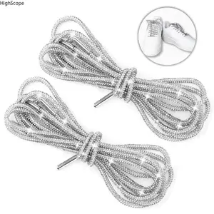 2 Pack 47in Rhinestone Rope Laces - Glitter Drawstrings for Shoes Hoodies Trunks & DIY Accessories