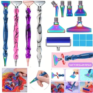 DIY Diamond Painting Tool Set, Diamond Art Tools, Includes 6 Stainless Steel Tips, Drill Pen, Clay Blocks, Rolling Wheel, Storage Box, High-Quality Resin Pens