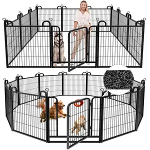 Dog Playpen Outdoor 16 Piece Panels Heavy Duty Dog Fence 40" Height Anti-Rust with Doors Portable for RV Camping Yard, Total 36FT, 102 Sq.ft, Snowy Black PDF8002