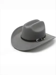 Classic Western Cowboy Hat for Men and Women, Felt Wool Hat with Strap and Buckle, Curved Brim Ranch Hat, Perfect for Parties and Outdoor Activities