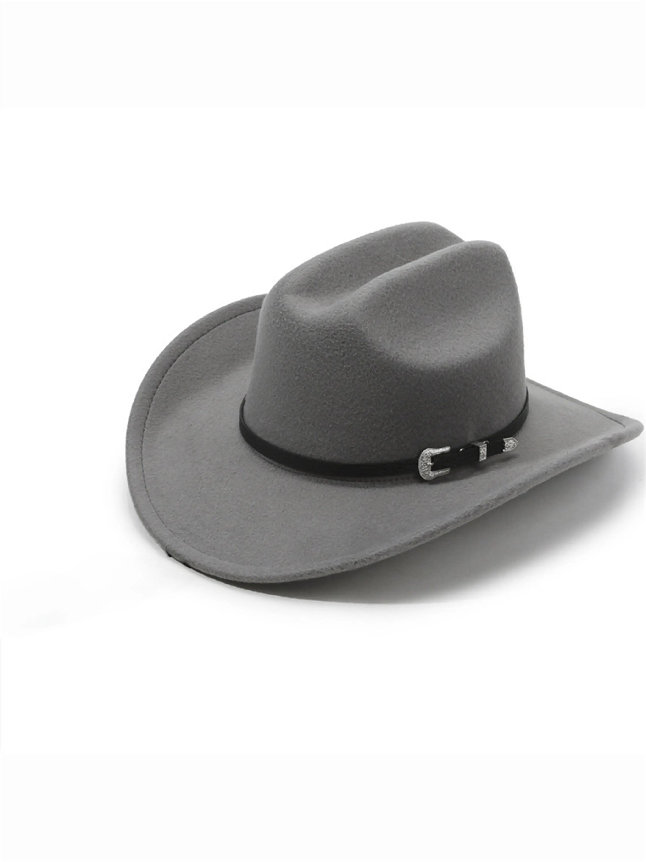 Classic Western Cowboy Style Hat for Men and Women, Felt Wool Hat with Strap and Buckle, Curved Brim Ranch Hat, Perfect for Parties and Outdoor Activities