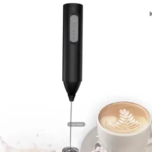 (Black)  Coffe Mixer Easy To Use Whisk Milk Button Stop Rich Creamy Froth Seconds