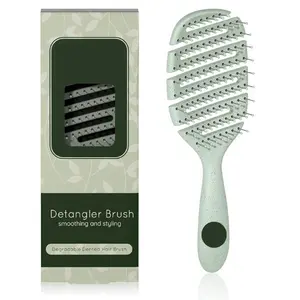 Detangler Hairbrush, Vented Detangling Brush for Curly, Wavy, and Straight Hair, Quick Smoothing for Women and Men, Eco-Friendly & Sustainable Material hairtamin