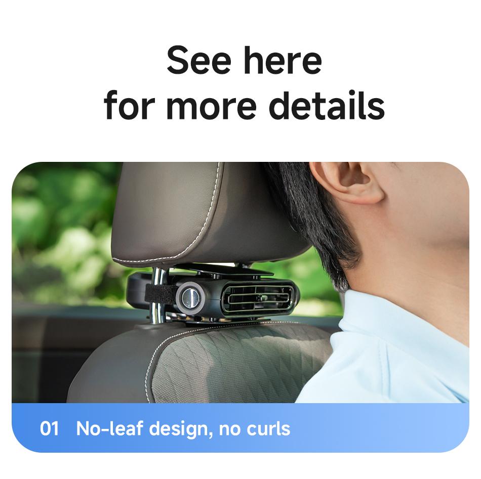 2026 Upgraded Car Fan, Mini Portable USB Cooling Fan for Driver & Passenger Seat, 3 Wind Speeds Quiet Backseat Headrest Neck Fan for Kids Baby, Universal Vehicle Accessories for Car Jeep Van RV Truck