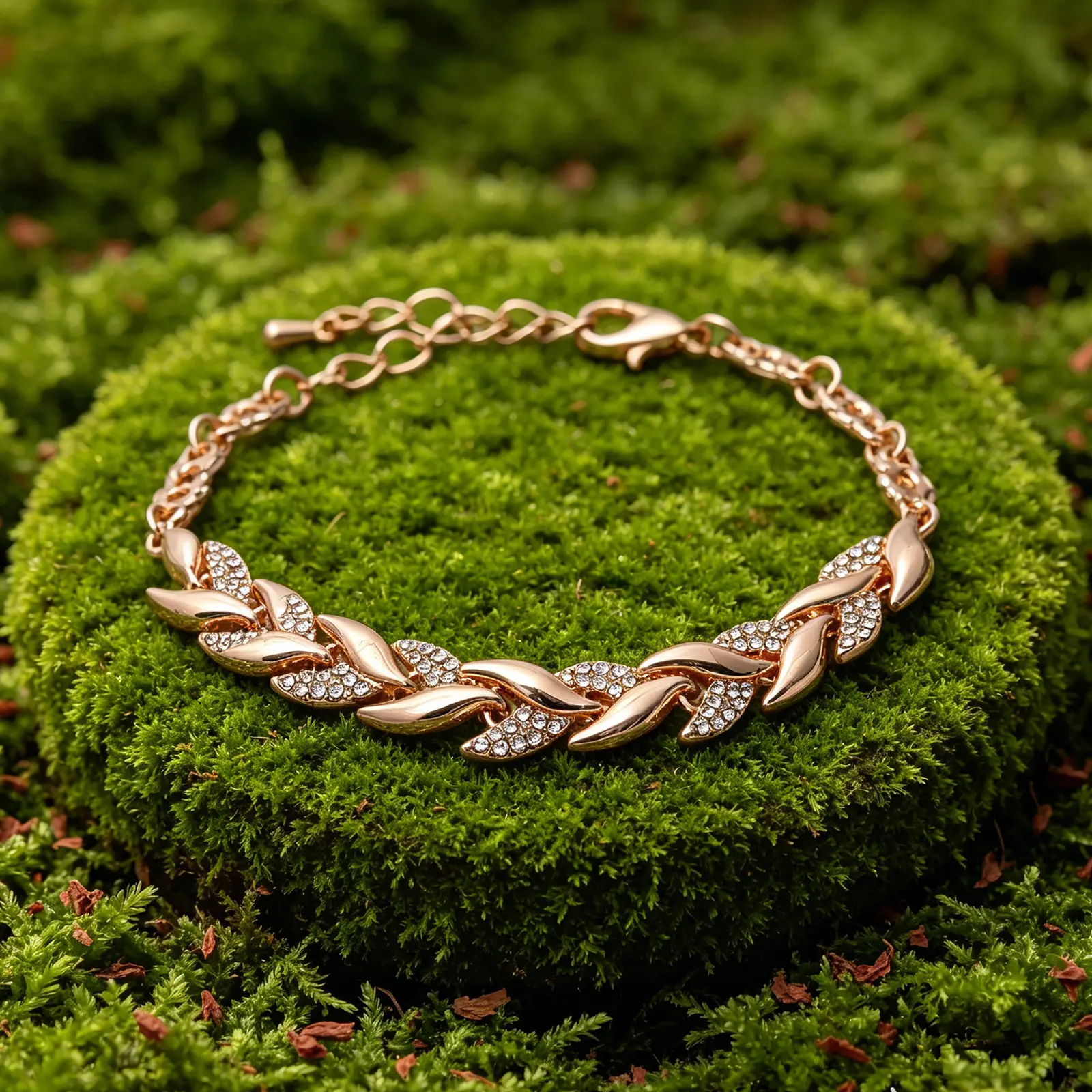 Women's Rose Gold Fish Tail Rhinestone Bracelet - Adjustable Elegant Costume Jewelry for Daily Wear & Gifting