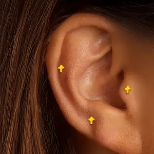 Simple Cross Titanium Earring Studs