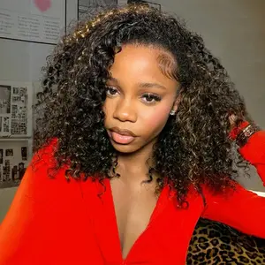 Highlight 1B/30 Ombre Brown Water Wave 3 In 1 Half Wig Drawstring Wear Go Wig Human Hair Glueless Human Hair Wig