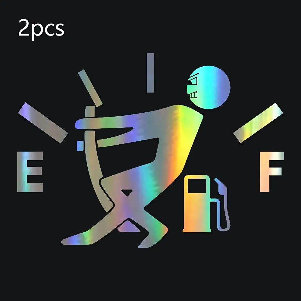 2-Pack Mixed Color Fun High Fuel Consumption Car Stickers, Universal Car Sticker, Cartoon Fuel Gauge Design, Reflective Self-Adhesive Vinyl, for Plastic Surfaces, Car Decals