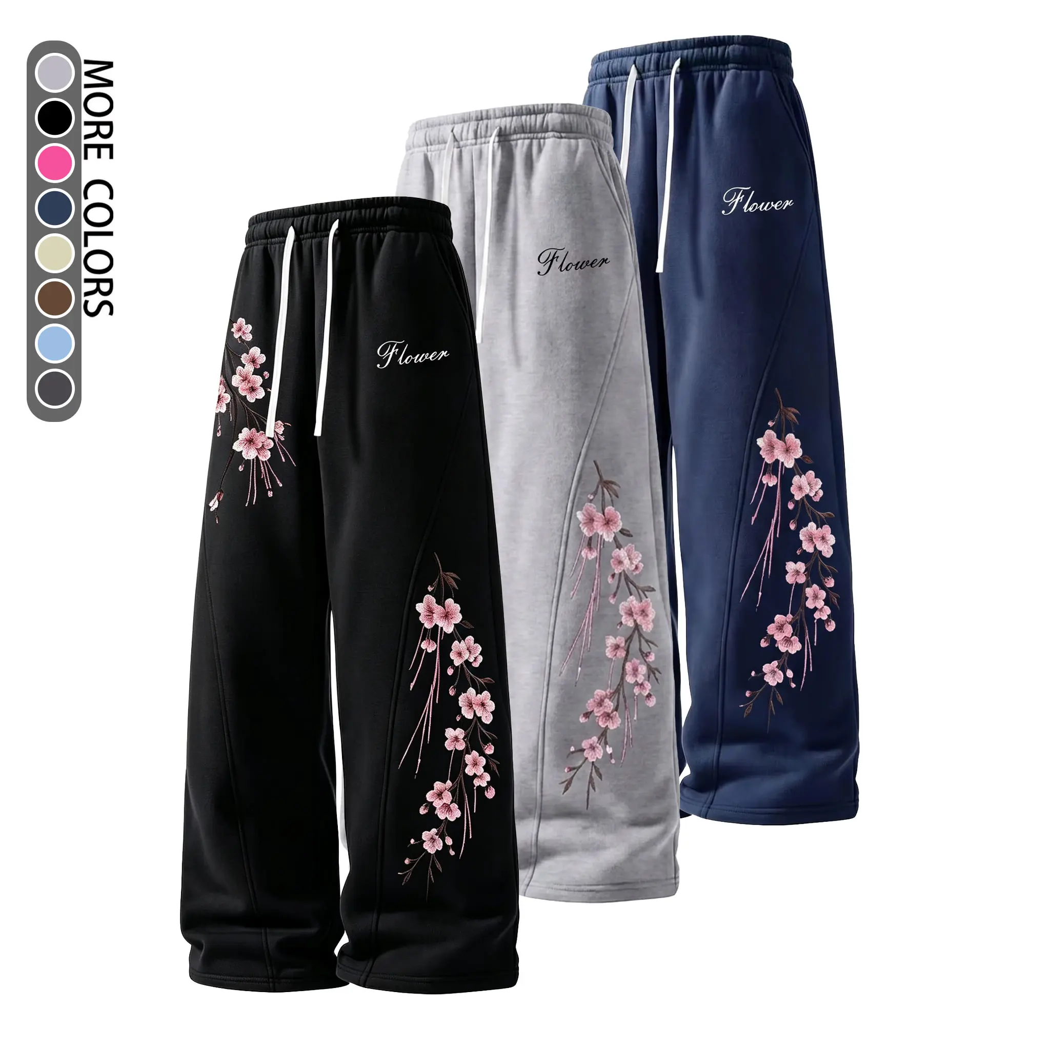 Men’s wide leg athletic pants casual, stylish printed soft jogger sweatpants; men’s wear, loose fit, unisex, ultra soft and breathable, drawstring waist design, suitable for running and fitness training.