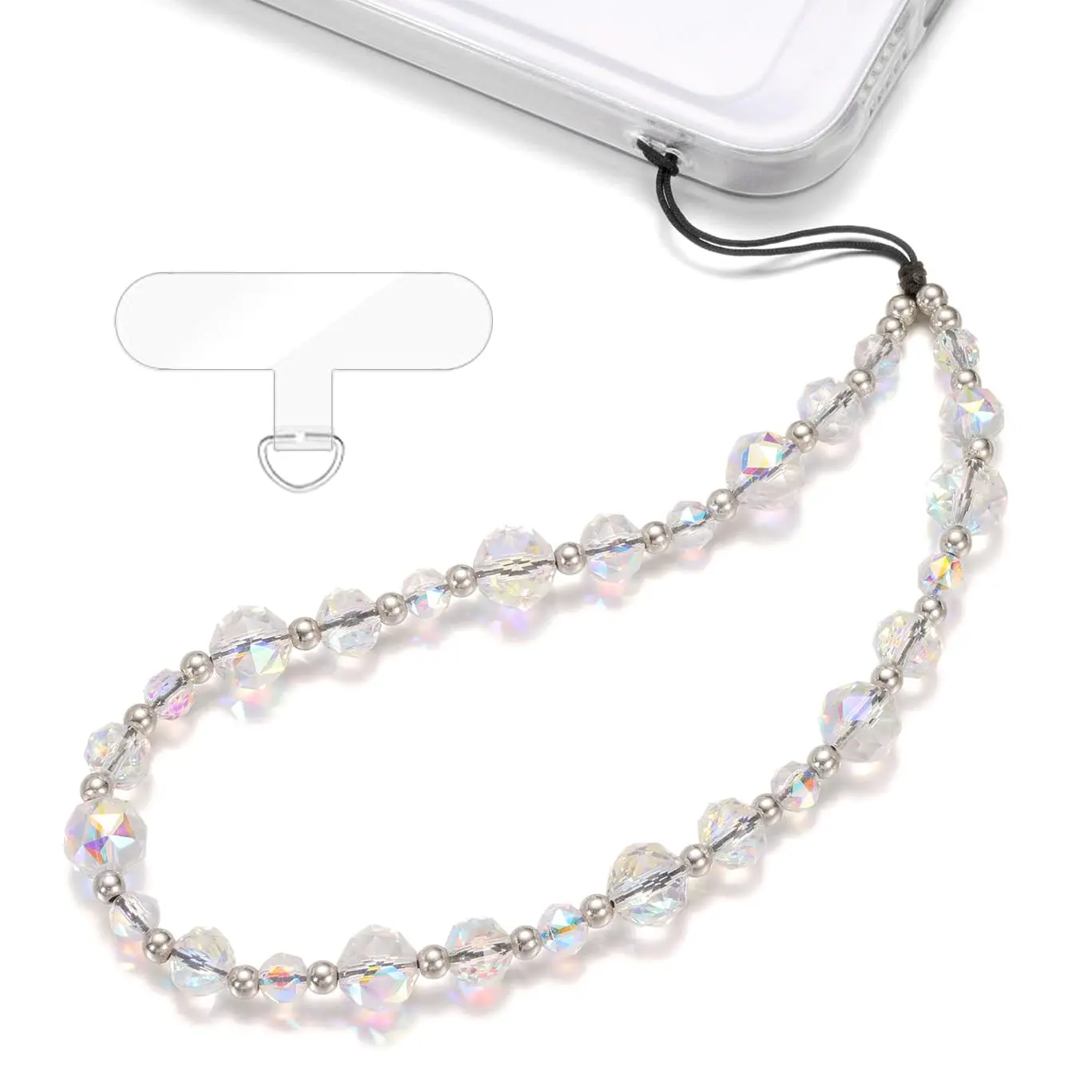 TRBR Crystal and Pearl Phone Charm Wrist Strap, Beaded Lanyard Wristlet Chain, Elegant Bracelet Strap for iPhone & More Cases