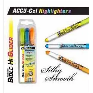 G T Luscombe  Highlighter Accu Gel Bible Hi Glider 3 Pk Yellow With Blue Orange