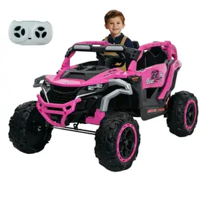 Ride on Models Truck Car 12V Kids Electric Vehicles, Remote Control, Front & Rear Shock Suspension, 2 Seater UTV, Flashlights and a built-in music player, For Age 3-6 Years Old (Magenta),electric car for kids,gifts for kids,ride on cars for kids