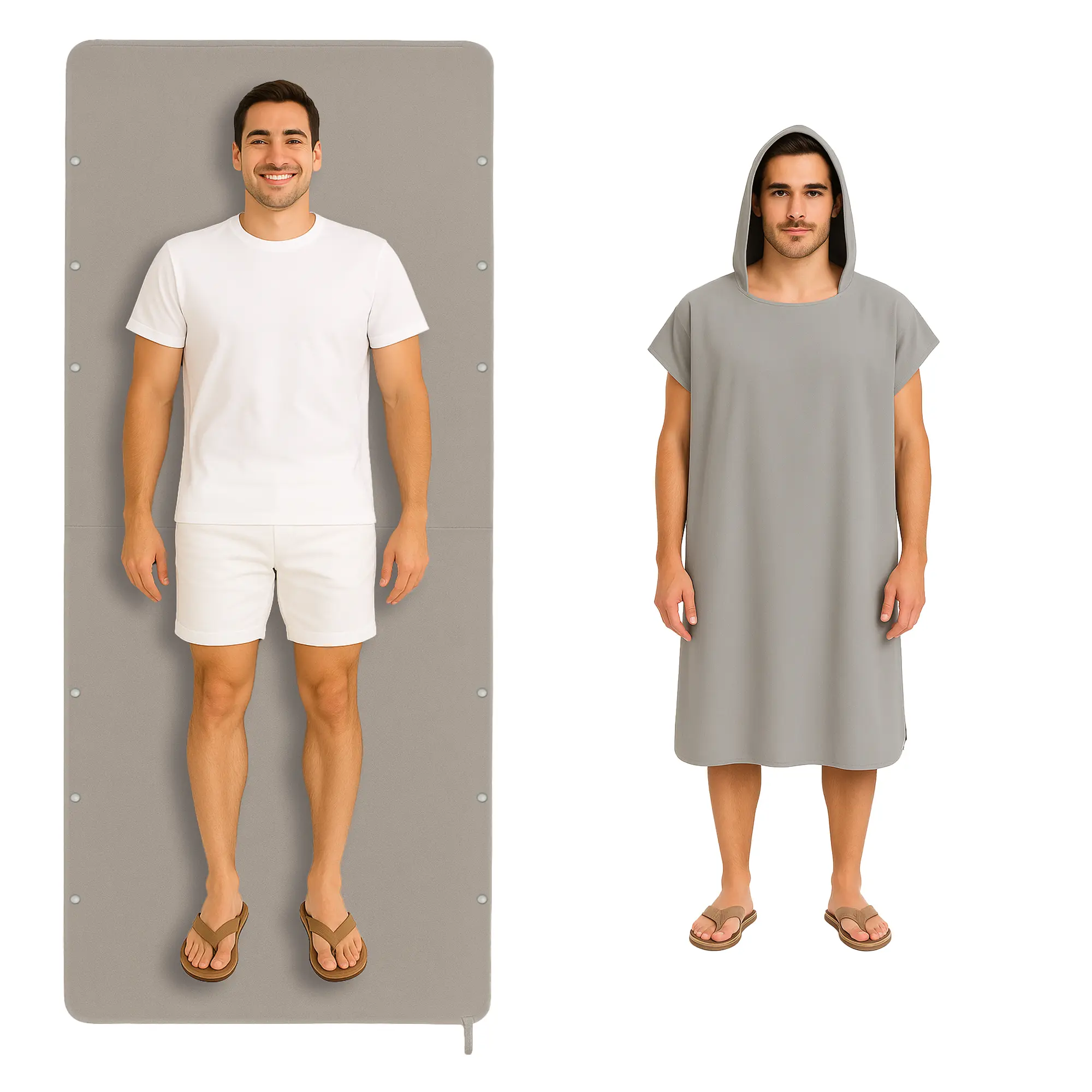 Changing Robe Surf Poncho Beach Towel - Gray, Adult