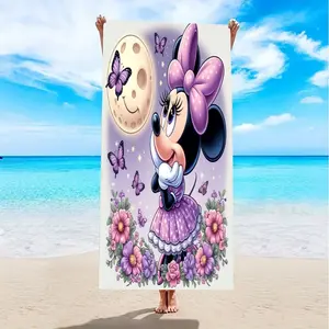 Minnie Moon Beach Towel, Dreamy Starry Sky Cartoon Design, Large Size, Quick-Drying, Skin-Friendly Fabric, Soft No Shedding