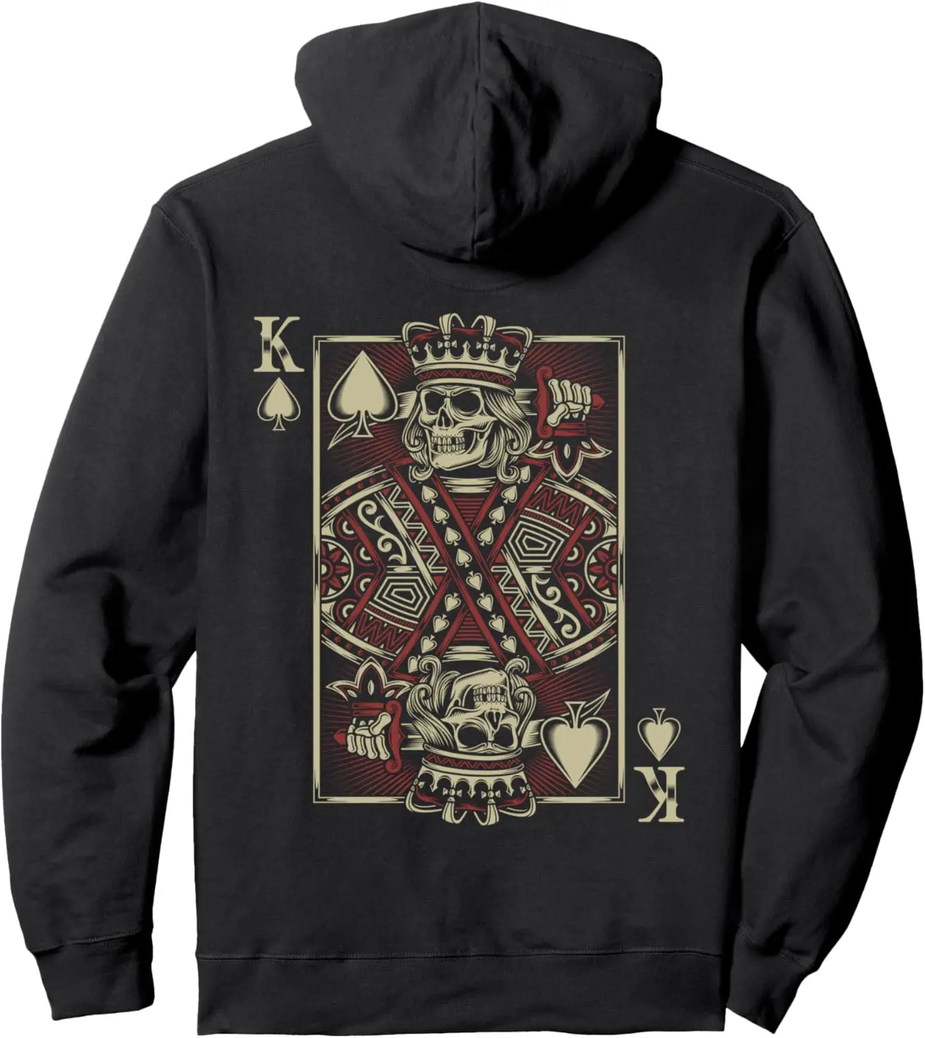 Skull Motorcycle Hoodie Biker King of Spades Card Game Poker Pullover Hoodie