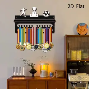 1set soccer Trophy Versatile Creative Medal Display Rack Trophy Shelf, Wooden Sports Medal Holder- Wall Mounted Display Stand, Hanging Organizer, Perfect Gift For Easter Valentine's Day, Birthday, wedding, Father's Day Mother's Day