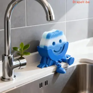 3D Printed Legged Peeing‑Style Sponge Holder Fast‑Drying Drainage Organizer For Kitchen Sink And Bathroom Countertop Storage