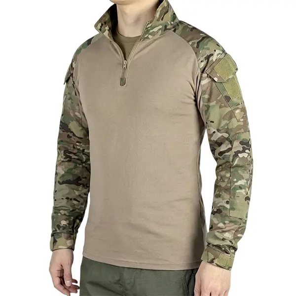 Close-up of the half-zip stand collar worn zipped up