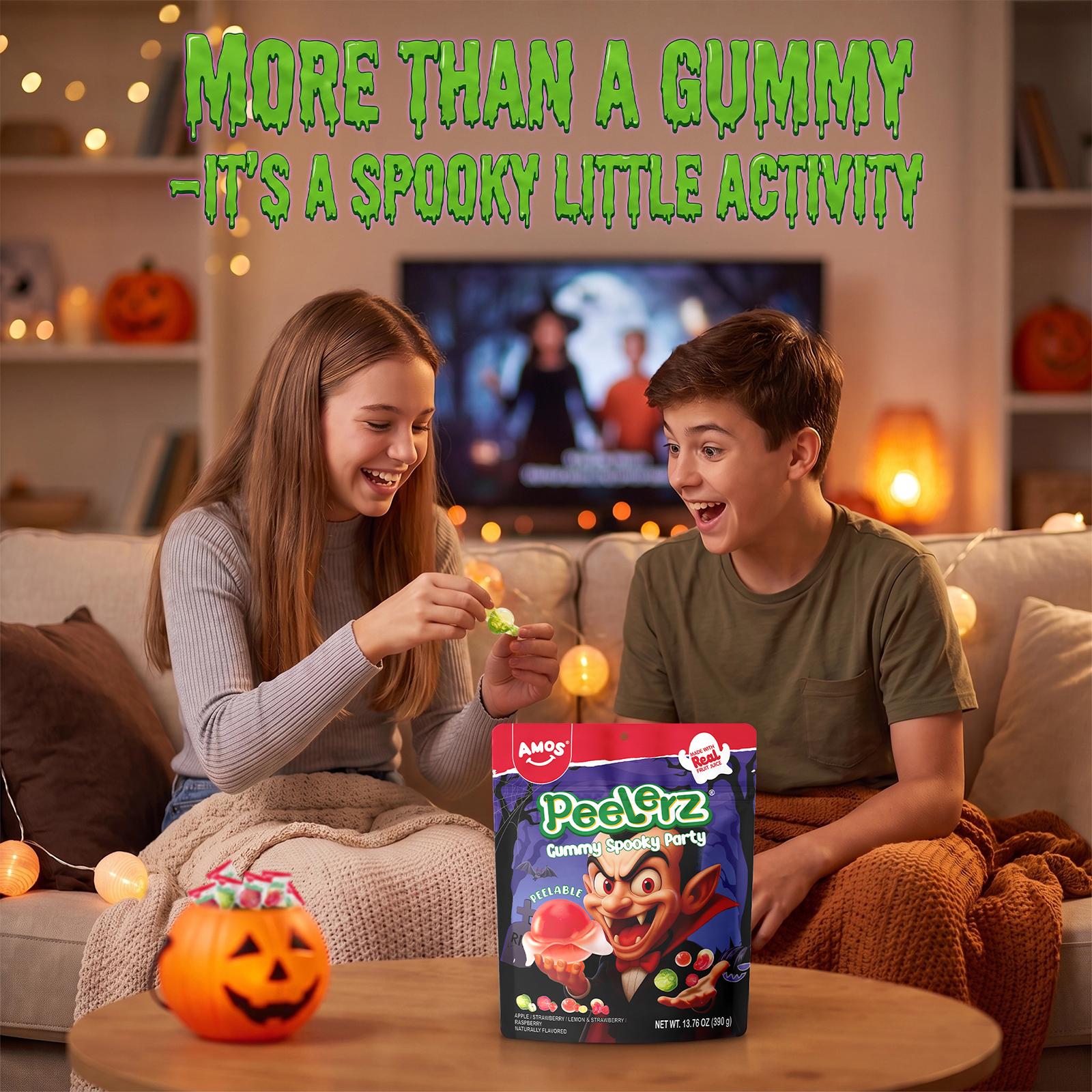 AMOS Peelerz Halloween Gummy Candy Gift Set, 31-Day Advent Calendar & Spooky Party Bag, Peelable Candy, 4 Fruity Flavors, 19.76 oz (560g) AMOS Peelerz Halloween Gummy Candy Gift Set, 31-Day Advent Calendar & Spooky Party Bag, Peelable Candy, 4 Fruity Flavors, 19.76 oz (560g)