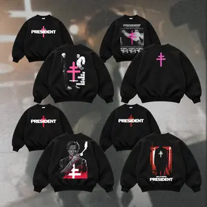 [COLLECTION - SWEATSHIRT] President Band Sweatshirt, Gothic Cross Graphic Crewneck, Retro Deathcore Style Sweatshirt, Dark Religious Metal Inspired Crewneck, Heavy Cotton Streetwear, Unisex Gift for Alternative Music Lovers