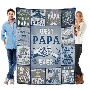 Best Papa Collage Flannel Blanket Soft Cozy Gift Throw with Heartfelt Papa Themed Quotes & Designs Perfect for Gifting to Your Papa to Celebrate Him Snuggle Warmly or Add Sentimental Charm to His Space