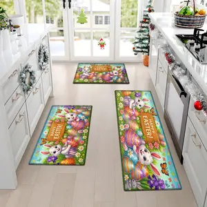 1/2/3PCS Easter Egg Rabbit Butterfly Floor Mat Wear-Resistant Colored Floor Mats For Home, Garden, And Entrance Decoration