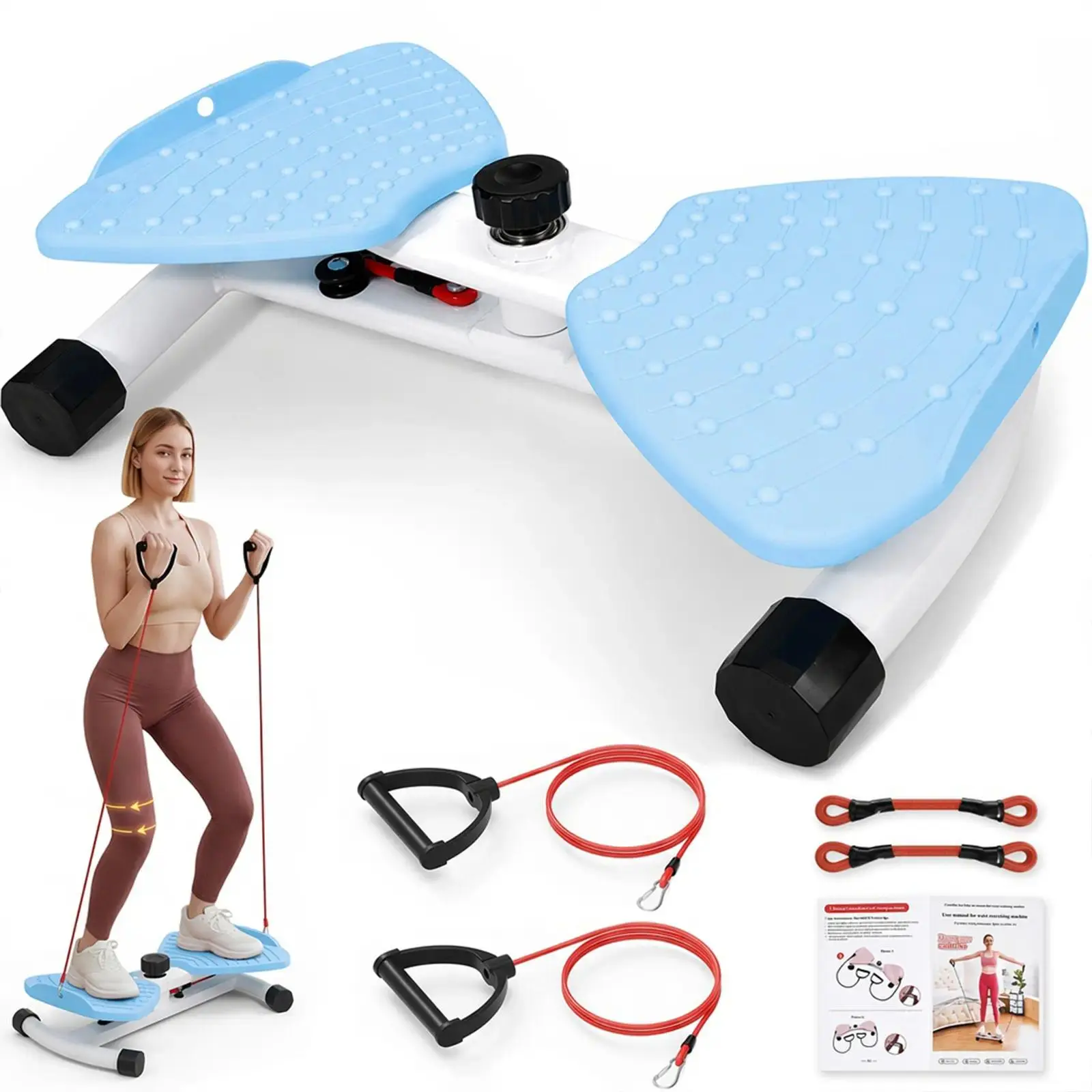 High-Capacity Waist Twist Machine - 300 lbs Capacity, Anti-Skid, Low Noise Exercise Equipment with Elastic Ropes for Home Gym Use