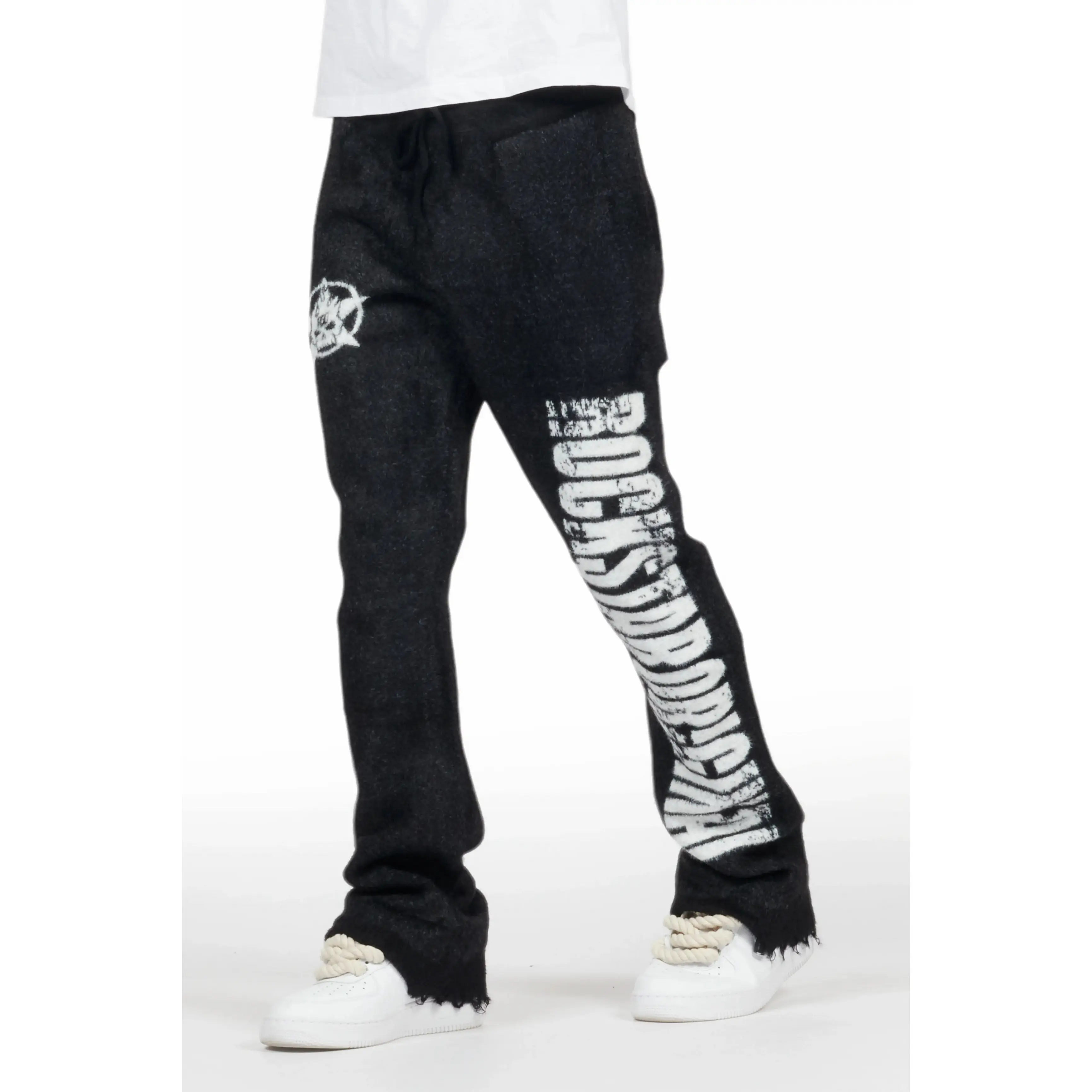 Keve Black Knitted Mohair Flare Sweat Pant