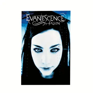 2D Flat, Evanescence 'Fallen' Frameless Artistic Canvas Wall Art - 30.48x 45.72cm Music Concert Poster, Dark Blue and Black Album Artwork, with Fashionable Font, Perfect for Bedroom or Music Room Decoration, Festive Christmas Decor, Music Poster, 2D Flat