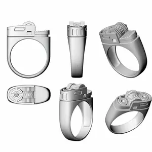 Alloy Material Lighter Ring Creative Design Trendy Style Geometric Design Ring Fashionable Jewelry Copper Ring Cool Ring
