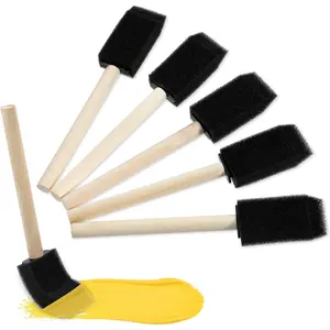 5Pcs 1 Inch Foam Paint Brushes with Wooden Handles for Painting Staining DIY Craft Varnishes and Cleaning