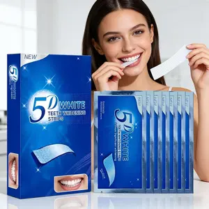 21 Pairs 5D Teeth Whitening Strips, Mint Flavor, 8% Pap, Fresh Breath, Single Item, Gel Form, Fda Registered, Made in China