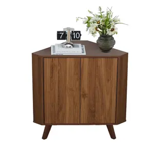 Giratree Fluted Floor Corner Cabinet, Small Corner Floor Cabinet with Adjustable Shelve, Freestanding Narrow Cabinet Organizer for Living Room Kitchen Bathroom