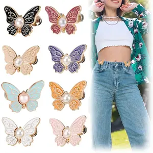 Butterfly Waist Cincher Button for Jeans, No-Sew Adjustable Waist Tightener, Detachable Nail-Free Jean Button Pin, Instant Waist Reducer for Loose Pants, DIY Fit Fix for Women & Teens, Fashion Denim Alteration Accessory