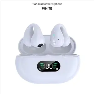 New TWS Q80 Wireless Earphones Bluetooth 5.3 Earhook Design Touch Control LED Earbuds Sports Earphones, Noise Cancelling Wireless Bluetooth Earphones, White