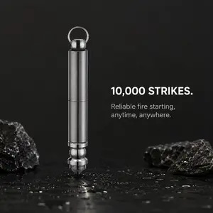 Waterproof Permanent Match Keychain – Reusable Flint Fire Starter, Windproof Refillable Metal Lighter with 10000+ Strikes, Compact EDC Survival Tool for Camping Hiking Backpacking Emergency Preparedness Outdoor Gear（Fuel not included）