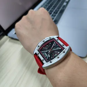 Swiss men's luxury brand watch, barrel-shaped, fully automatic, skeletonized, purely mechanical, waterproof, luminous, with a high-end business feel