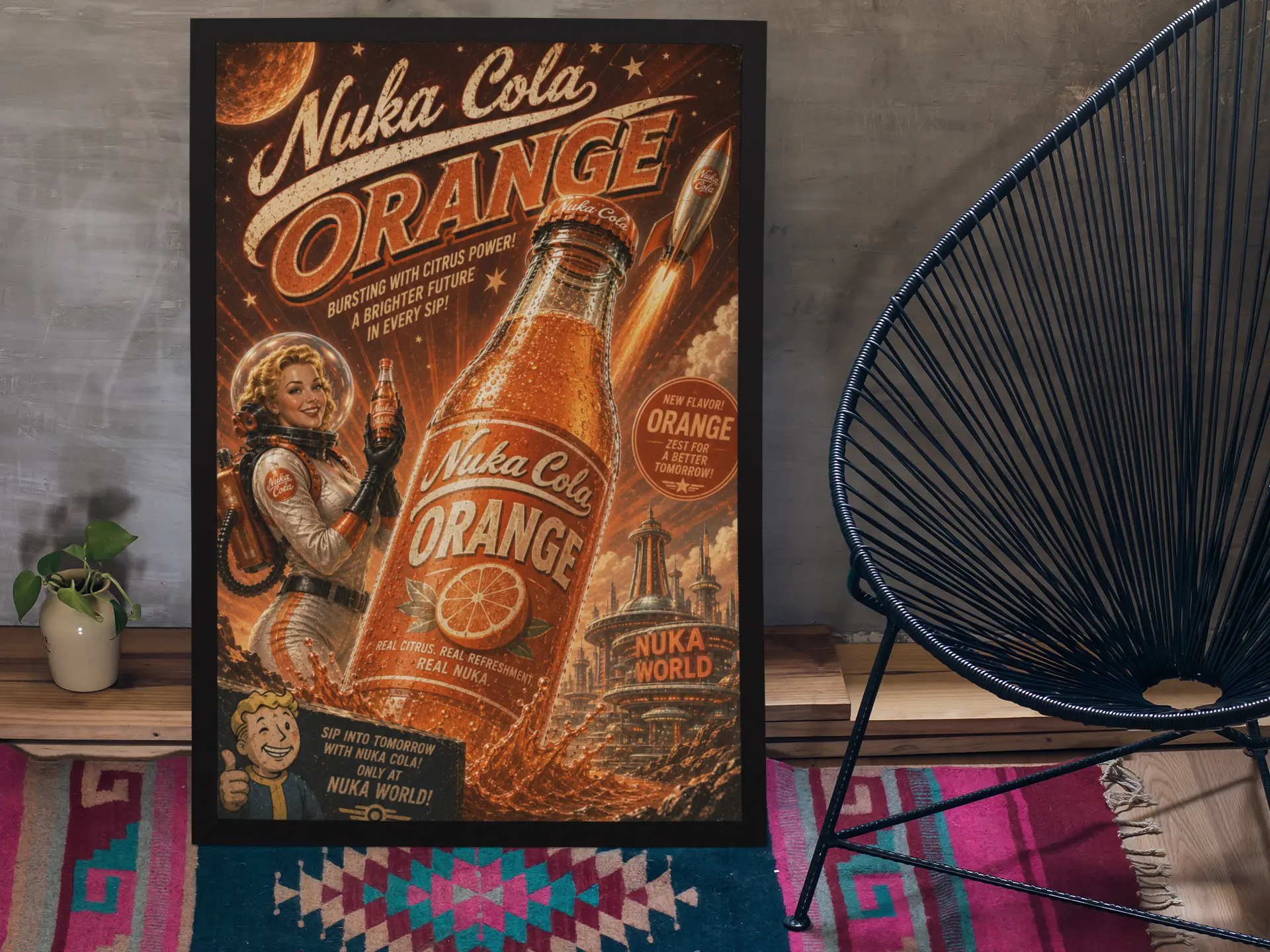 Fallout Nuka-Cola Retro Flavor Advertisement Poster Print Collection - Choose Quantum, Cherry, Victory, Dark, Grape & More - Vintage Vault Boy and Space Girl Wall Art Decor for RPG Gamers
