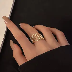 Decor Cuff band graceful Luxury Rings Women's Gift resizable