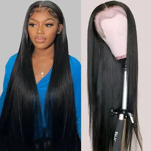 Bling Hair 13x4 Transparent Lace Front Wigs Human Hair Pre Plucked Bone Straight Lace Frontal Wigs 180% Density For Women With Baby Hair Natural Color