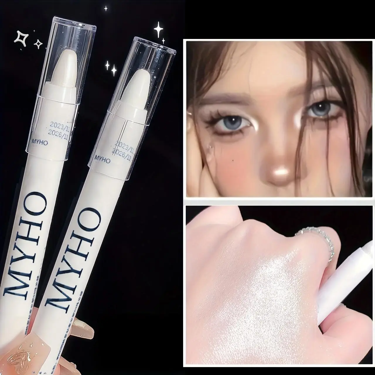 Pearlescent Eyeshadow Stick, Highlighter White Eyeshadow Stick, Contour Stick, Long-Lasting Waterproof Cream Eyeshadow Stick, Matte Eyeshadow Stick, Party Eyeshadow, Eye Makeup, Plant Squalane with Plant Squalane