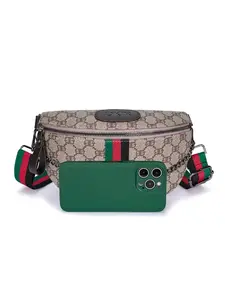 Unisex Trendy Chest Bag, Fashion Chain Saddle Bag, Vintage Printed Multifunctional Waist Pack, Casual Crossbody Shoulder Bag, Zipper Belt Bag