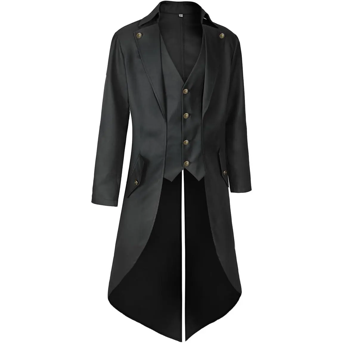 Men's Pirate Steampunk Tailcoat - Menswear Suit, 2-in-1 Integrated Vest & Tailcoat Design, Classic Lapel, Long Swallowtail Cut, Retro Victorian Silhouette Fashion Jacket