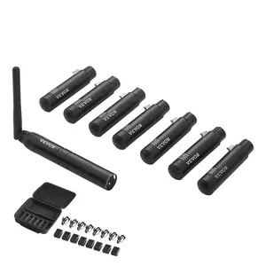 VEVOR DMX Wireless Receiver,  7 Receivers & 1 Transmitter, 2.4G ISM Band, 656 ft Transmission Range, with Bag and Adapter, Wireless Stage Lighting Control, for LED Stage Party DJ Bar Lighting, Black