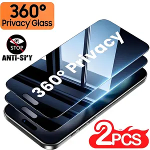 2-Pack 360 Privacy Screen Protector for iPhone 17 Pro Max, Tempered Glass, Anti-Scratch, Full Coverage, 360° Privacy Protection